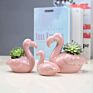 Modern Indoor Outdoor Decor Flamingo Shape Small Ceramic Flower Pot