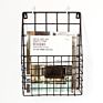 Modern Style Bookcase Wood Book Shelves Vintage Black and White Mesh Wall Mounted Metal Magazine Rack File Holder