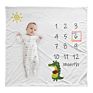 Monthly Milestone Blanket Props Photography Background Baby Fleece Flannel Blankets for Gift