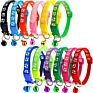 Multi Colors Paw Print Adjustable Nylon Pet Cat Dog Collar with Bell