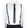Music Print Suspender Bow Tie Set Men Women Piano Skull Rainbow Party Play Shirt Brace Butterfly Accessory Gift