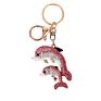 Muyang Style Multiple Diamond Dolphin Shape Keychain Colorful Alloy Kids Keychain Rose Gold Keyring for Gift