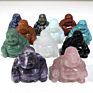 Natural Crystal Gemstone Rose Quartz Amethyst Carving Buddha for Decoration