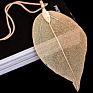 Natural Genuine Leaf Specimen Pendant Gold Plated Necklace Sweater Chain Leaf Necklace