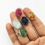 Natural Raw Oval Druzy Stone Open Ring Jewellery Adjustable Gold Plated Gemstone Finger Rings Designs Jewelry for Gift