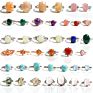 Natural Rose Quartz Malachite Different Gems Adjustable Larimar Ring