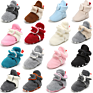 Newborn Baby Boys Girls Cozy Fleece Booties with Grippers Stay on Slipper Socks Infant Toddler Crib Shoes for Boys Girls