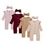 Newborn Baby Girl Clothes Romper Ruffle Long Sleeve Jumpsuit Bodysuit Cute Boys Girls Onesie Infant One Piece Headband Outfits