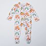 Newborn Boy Girl Print Rainbow Zipper up Bamboo Cotton Footie Baby Romper