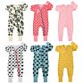 Newborn Cotton Print Long Sleeve Zipper Style Baby Kids Stripe Cheetah Leaf Print Autumn Zip up Bodysuits Sleeper Romper