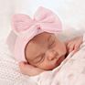 Newest Cute Newborn Baby Girl Comfy Bowknot Hospital Cap Beanie Hat Knitted Striped Baby Girl Caps Beanie Toddler Hats