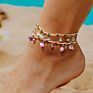 Newest Design Colorful Purple Natural Stone Beads Anklets Ankelets Ancle Ankle Small Bell Bracelets