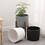 Nordic Ceramic Succulent Flower Pot with Wood Stand Living Room Green Plants Container