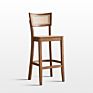 Nordic Design High Back Rattan Seat Antique Solid Wood Bar Chair