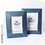 Nordic Rotating 360 Degrees Blue Leather Art Photo Frames for Family Picture