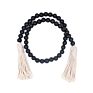 Nordic Style Black and Gray Creative Cotton Rope Tassel Wood Garland with Nartural Wooden Beads