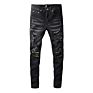 Nsz36 Black Jeans Damaged Pants for Men Elastic Men Designer Jeans