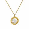 Nuoro French Retro Baroque Freshwater Small round Bead Female Gold Chain Button White Pearl Birthday Gift Design Necklace