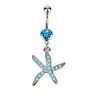 Ocean Beach Body Jewelry 316L Surgical Steel Belly Navel Rings Piercing Blue Crystal Starfish Belly Button Rings Dangle