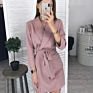 Office Ladies Casual Sashes Mini Dress V-Neck Long Sleeve Robe Striped A-Line Dress Autumn