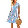 Office Lady Women Femal Ladies Short Sleeve Deep V Shirt Dress Midi Beach Dress Elegant Party Dress Vestidos