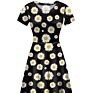 One Customfashion Personality Sunflower Lotus Multi-Color Anime Pattern O-Neck Print Ladies Dress