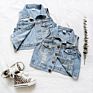 P108056 Spring Boutiques Baby Girls Sleeveless Girls Kids' Jeans Vest Jacket Children's Clothing