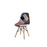 Patchwork Fabric Armless Wood Leg Modern Restaurant Chair