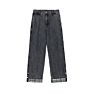 Personalized Plaid Jeans Spring Autumn Loose Straight Casual Trousers plus Size Men's Jeans