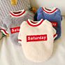 Pet Dog Clothes English Saturday Embroidery Velvet Dog Clothes