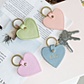 Pink Heart Shape Cute Pu Leather Keychain Key Rings Bag Charm for Women