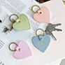 Pink Heart Shape Cute Pu Leather Keychain Key Rings Bag Charm for Women