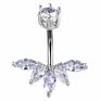 Poennis Gold Silver Belly Piercing Water Drop Navel Piercing Ring 6 Cz Crown Zircon Belly Button Ring
