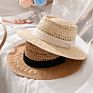 Popular Ladies Beach Hollow Out Wide Brim Ribbon Decoration Straw Hats