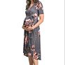 Pregnant Dress Womens Short Sleeve Floral Wrap Dress Maternity Loose V-Neck Ladies Nursing Dress