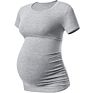 Premium Short Sleeve Maternity Tops for Women Side Ruched Modal Cotton Pregnancy Shirts Crew Neck Basic Tees