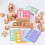 Preschool Beech Wooden Math Learning Alphabet Word Learning Cognition Smooth Wood Block Educational Toys