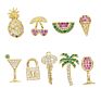 cz pineapple cherry ice cream glass key lock shape stud earring