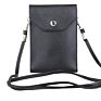 Pu Leather 2 Layers Vertical Cellphone Pouch Bag with Shoulder Strap and Magnetic Button