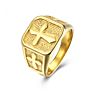 Punk Rock 18K Plated Gold Stainless Steel Cross Rings for Men Jewelry