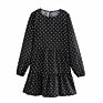 Qz948 Women Brief Long Sleeve O Neck Dot Print Mini Dress Ladies Chic Stylish Mix Match Spring Autumn Dresses Vestidos