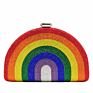 Rainbow Colorful Rhinestone Clutch Purse Handbag Shell Shape Evening Crystal Bag for Women