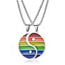 Rainbow Gay Couple Stainless Steel Pride Necklace Yinyang Pendant Necklace for Unisex