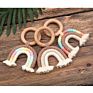 Rainbow Macrame Teether Wooden Teething Ring Baby Teether Toy
