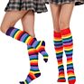 Rainbow Striped Long Socks Women Stockings Cosplay Student Kawaii High Socks Girls over Knee Stockings