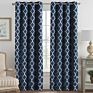 Ready-Made Nordic Style Thick Navy Geometric Printed Blackout Curtains Thermal Insulation Bedroom Solid Curtains