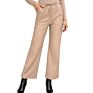 Ready to Ship Female Casual Pu High Waist Wide Leg Faux Leather Pants for Women