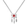 Red Heart Pendant 925 Sliver Dream Catcher Feather Necklace