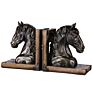 Resin Crafts Bronze Black Horse Animal Bookends Decorative Book Organizer for Desk Decoration