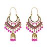 Retro Beads Tassel Earrings Set Women's Ethnic Gold Bell Multicolor Beads Tassel Hollow Earrings Gypsy Jewelry